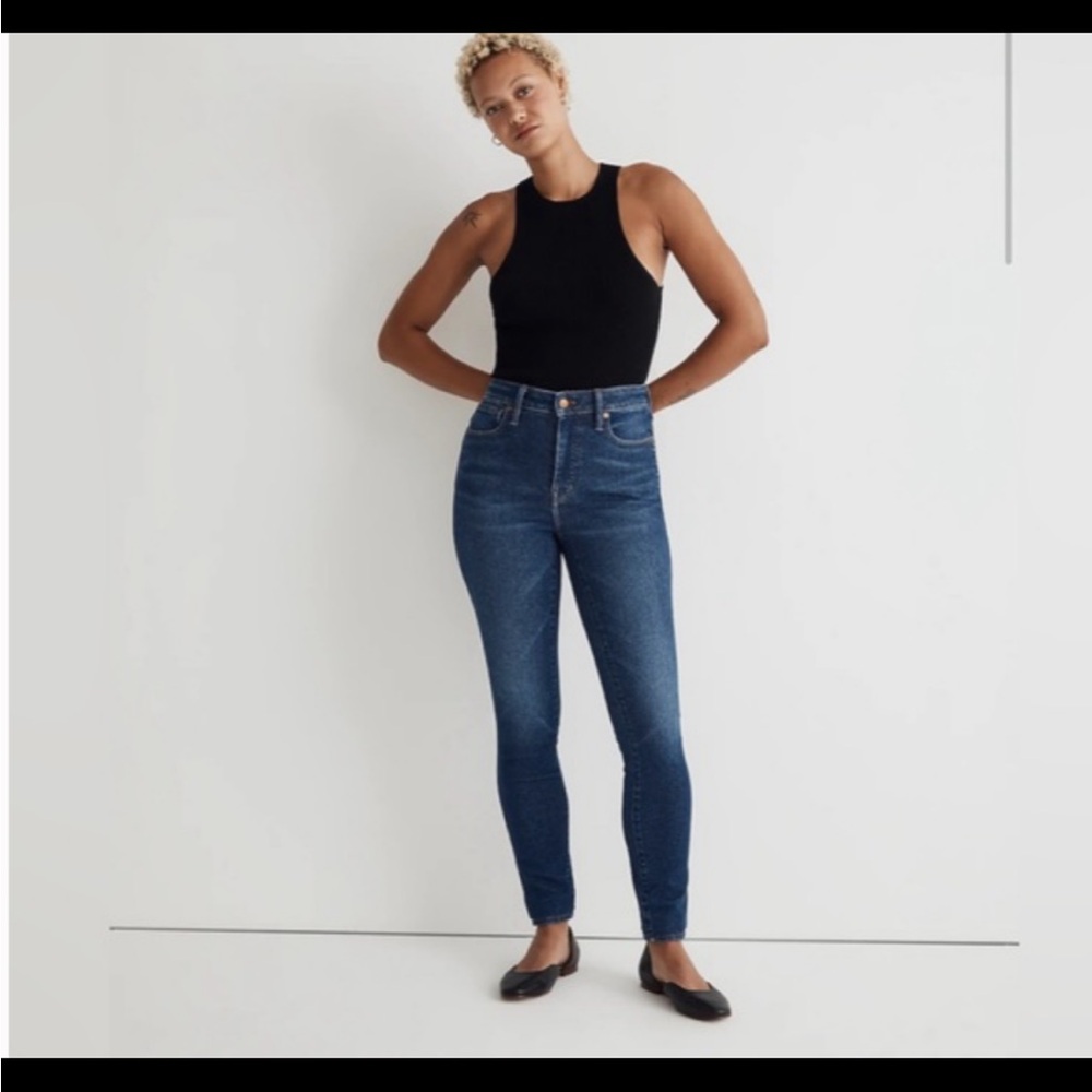 Madewell Curvy High Rise Skinny Jeans Size 32 Dark Wash Stretch Denim